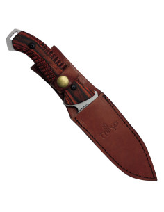 Satin hunting knife with leather sheath 2