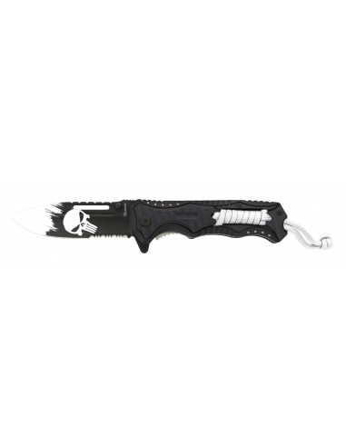 Skull Punisher knife, strung aluminum handle