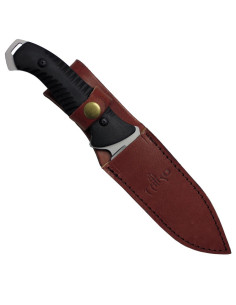 Satin hunting knife with leather sheath 2
