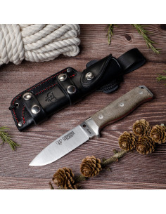 Cudeman MT-5 (120-F) knife with green canvas handle