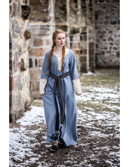 Long Viking dress Freya, blue color