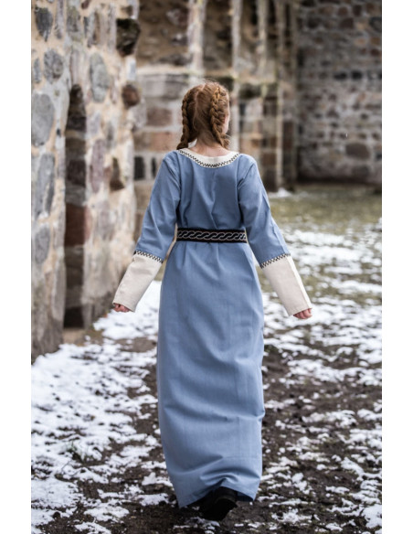 Long Viking dress Freya, blue color