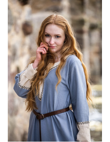 Long Viking dress Freya, blue color