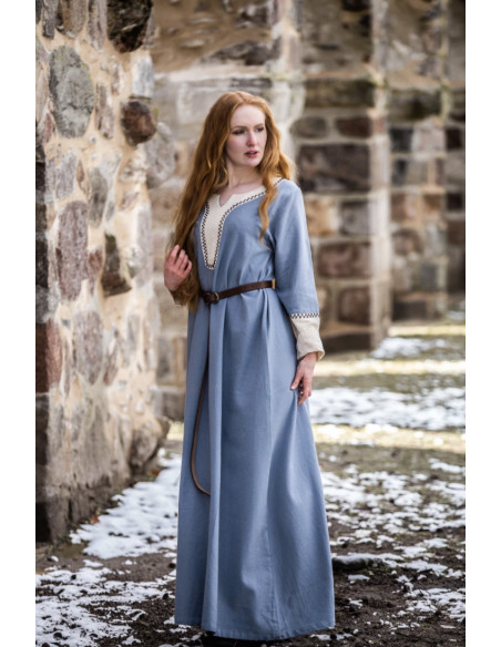 Long Viking dress Freya, blue color