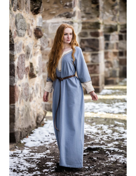 Long Viking dress Freya, blue color