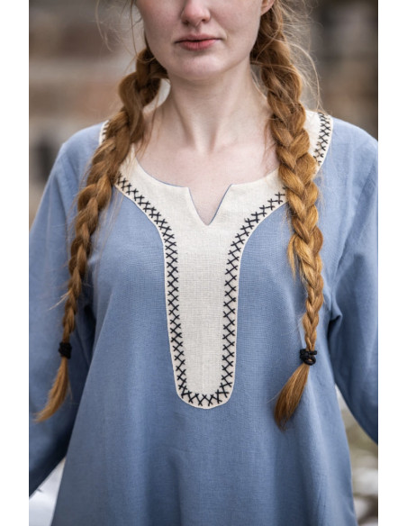 Long Viking dress Freya, blue color