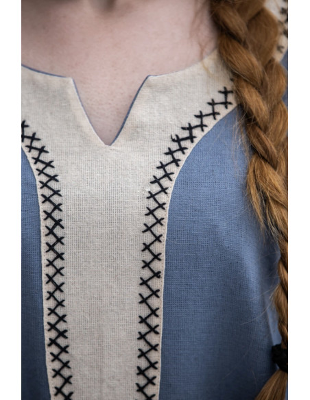 Long Viking dress Freya, blue color