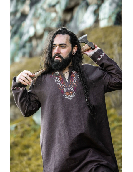 Viking tunic with Freki embroidery,...