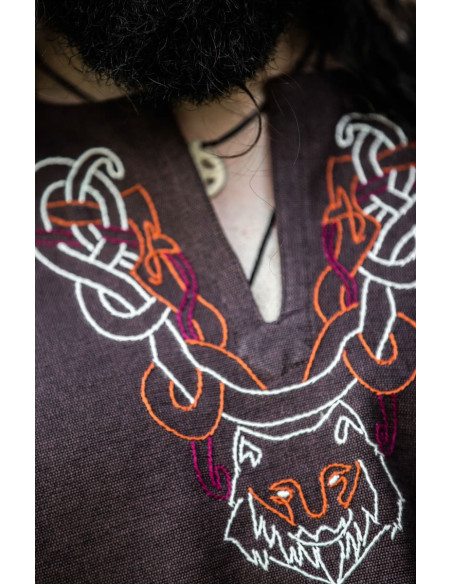 Viking tunic with Freki embroidery,...
