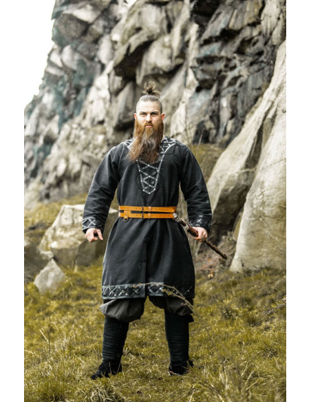 Erik Decorated Viking Tunic Black
