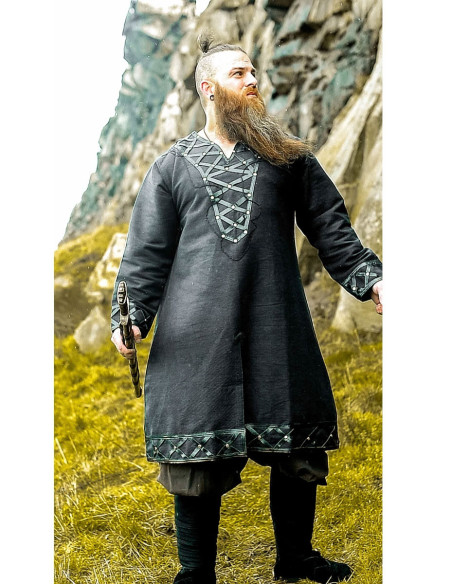 Erik Decorated Viking Tunic Black