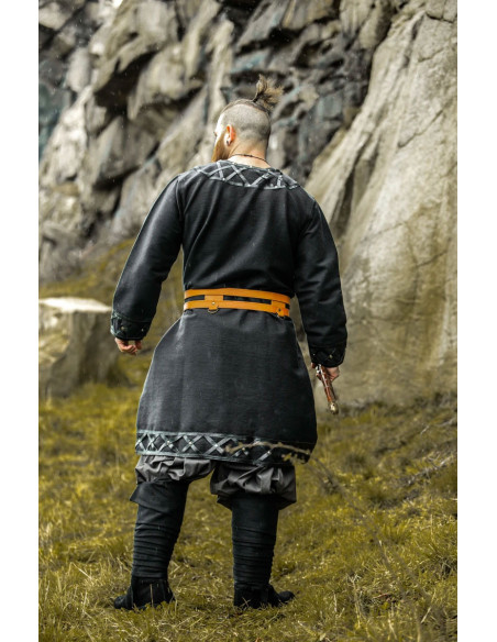 Erik Decorated Viking Tunic Black