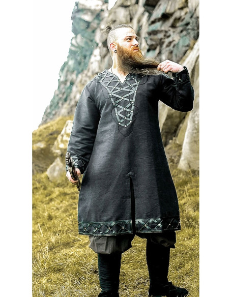 Erik Decorated Viking Tunic Black