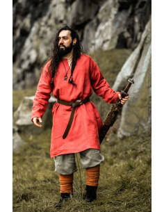 Halvar Linen Viking Tunic Red