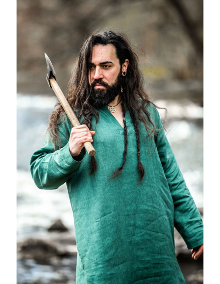 Halvar Linen Viking Tunic Green