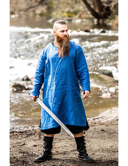 Halvar Linen Viking Tunic Blue