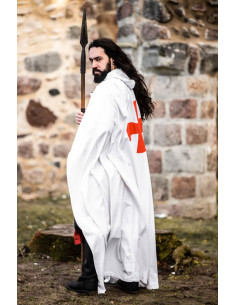 White Templar cape with red cross on the back