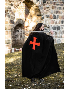 Cloak of the Knights Templar model Arnulf, black-red