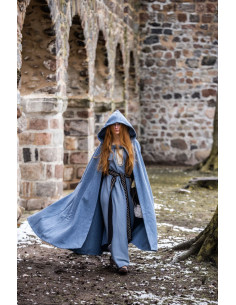 Medieval cloak with hood model Mila, blue