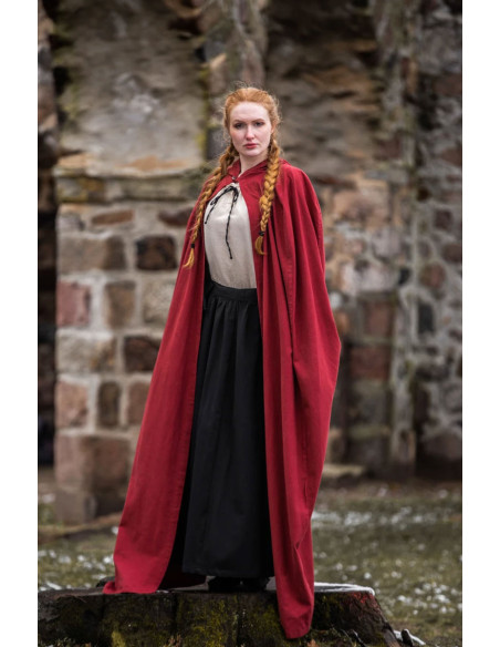 Long red medieval cape, Gunnar model