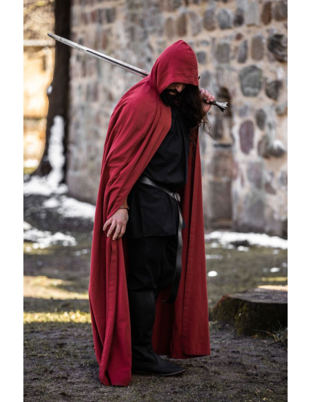 Long red medieval cape, Gunnar model