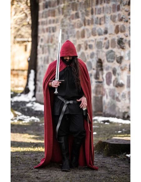 Long red medieval cape, Gunnar model