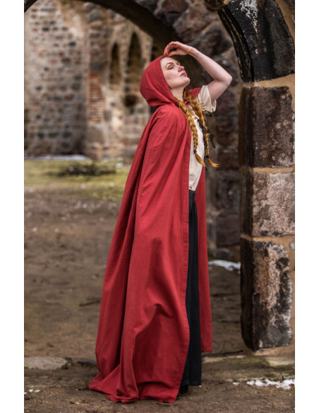 Long red medieval cape, Gunnar model