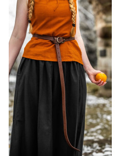 Celta long leather belt Merle model, light brown color