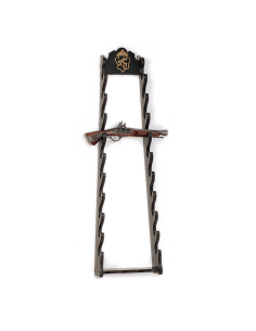 Wall display for 10 pistols or katanas (117x29 cm.)