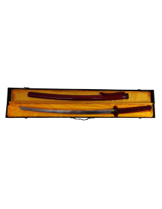 Red decorative katana with wooden box (103 cm.) 2