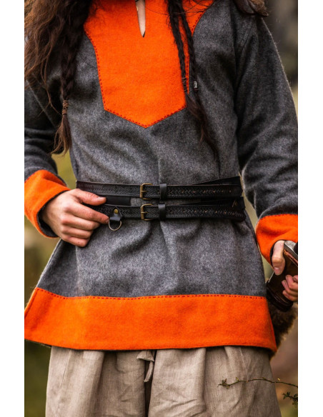 Axel Viking Double Leather Belt, Black