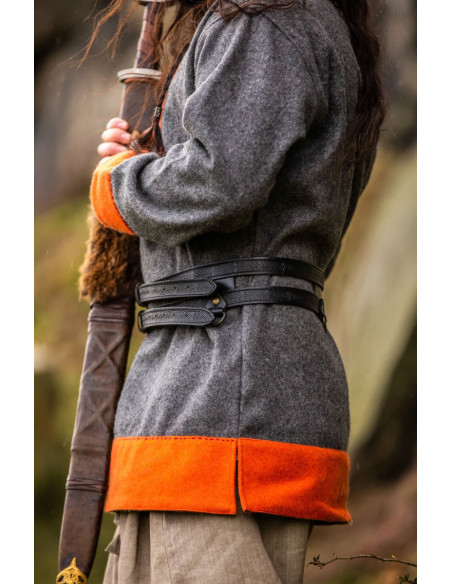 Axel Viking Double Leather Belt, Black