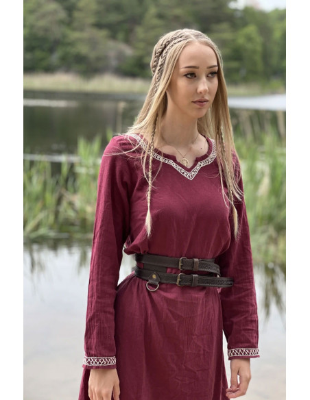 Viking double leather belt Axel, dark...