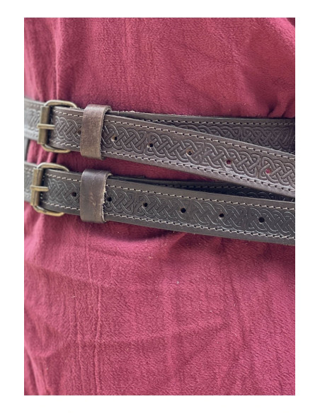 Viking double leather belt Axel, dark...