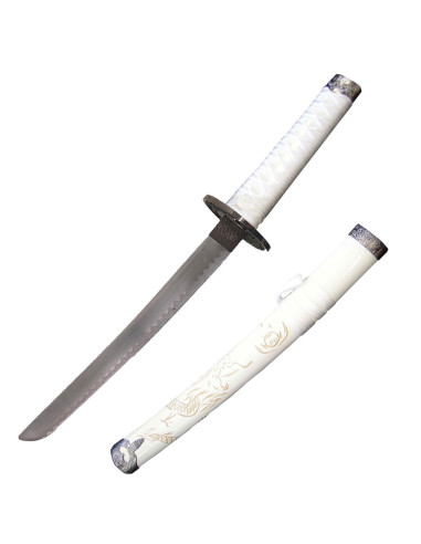 Tanto decorative white saya dragon (54 cm.)