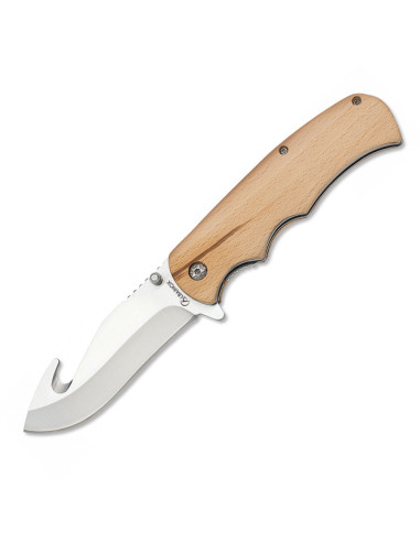 Hunting knife, Skinner type, with natural wood handle