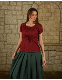 Medieval blouse light cotton model Kalina, burgundy