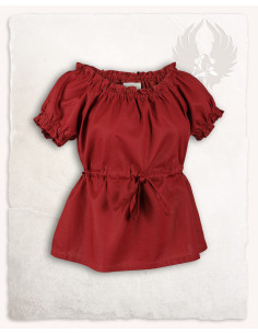 Medieval blouse light cotton model Kalina, burgundy 2