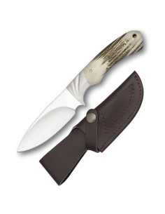 Hunting knife with deer handle handle