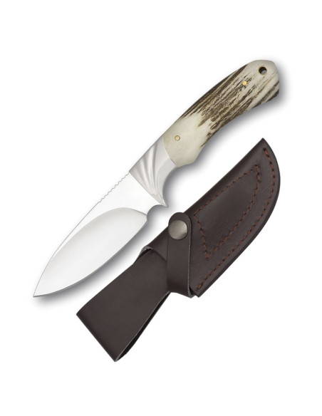 Hunting knife with deer handle handle