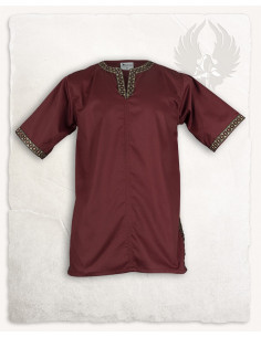Medieval tunic short sleeve model Sigbert, burgundy
