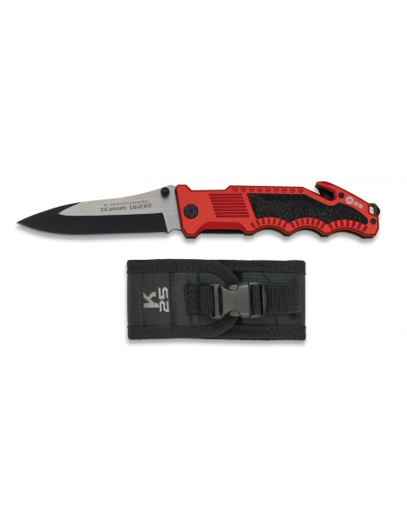 Red safety K25 rescue knife, smooth...