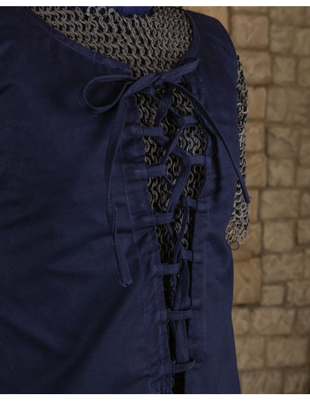 Sleeveless blue medieval dress model...