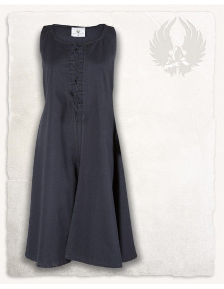 Sleeveless blue medieval dress model...