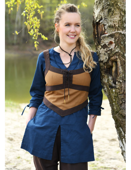 Medieval bodice model Kenna, brown color