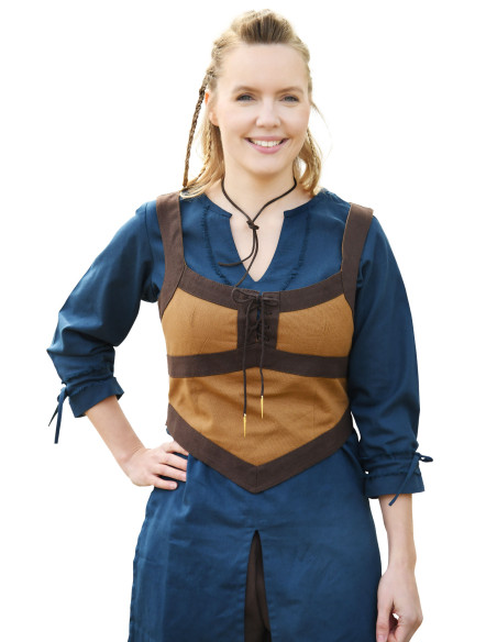 Medieval bodice model Kenna, brown color
