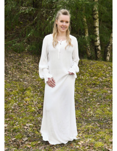 Lightweight medieval inner tunic with wrinkled effect, white