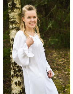 Lightweight medieval inner tunic with wrinkled effect, white 2