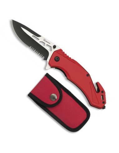 Red Albainox rescue knife, matching sheath