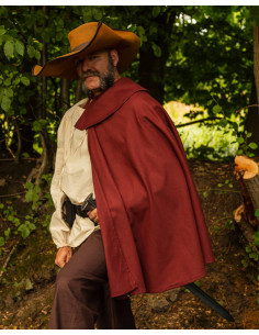 Tilly model musketeer cape, burgundy